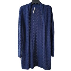 Leo & Nicole Navy Blue Knit‎ Chevron Cardigan Women's Medium